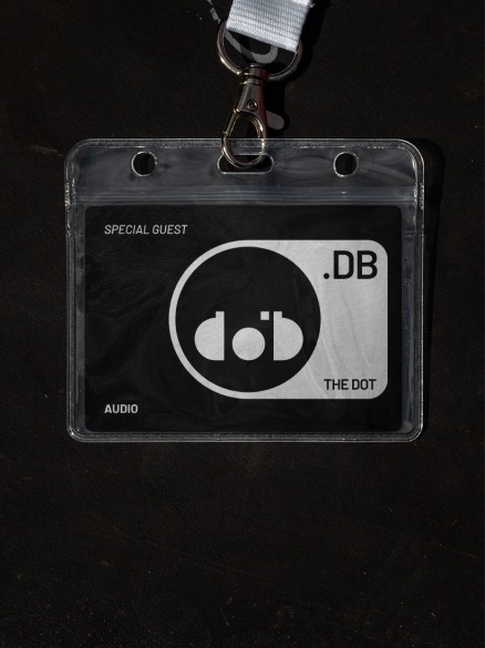 .DB guest badge in a clear holder