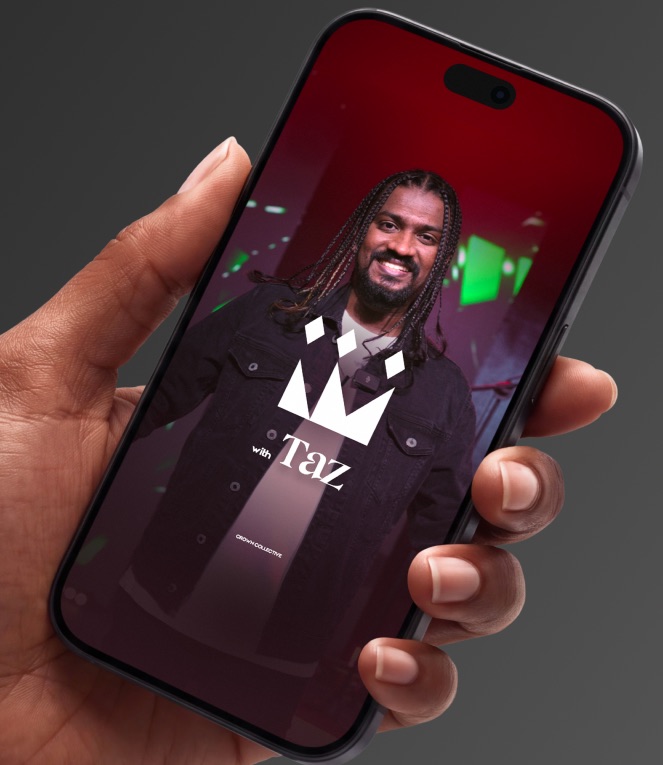 Phone showing a Crown Collective portrait with Taz